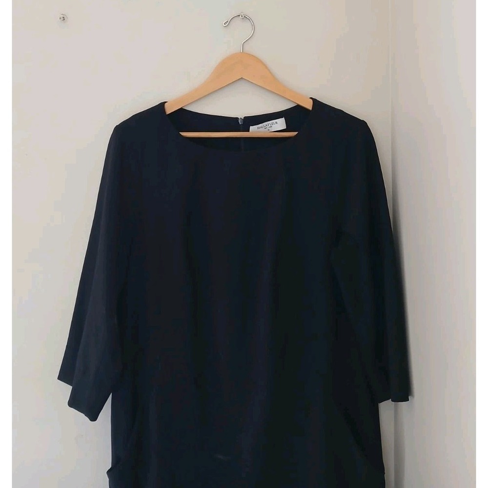 MM. LaFleur The Lena Sheath Dress Size 2 LBD Work Event 3/4 Sleeve Pockets Ponte - Picture 2 of 9